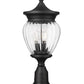 Z-Lite Davina 5016PHMR-553PM-BK 9" W x 22" H 3-Light Black Aluminum Outdoor Pier Mounted Fixture With Clear Ribbed Glass Shade