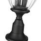 Z-Lite Davina 5016PHMR-553PM-BK 9" W x 22" H 3-Light Black Aluminum Outdoor Pier Mounted Fixture With Clear Ribbed Glass Shade