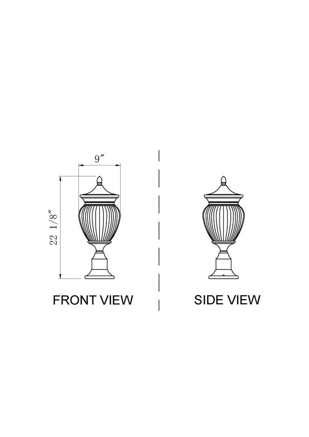 Z-Lite Davina 5016PHMR-553PM-BK 9" W x 22" H 3-Light Black Aluminum Outdoor Pier Mounted Fixture With Clear Ribbed Glass Shade