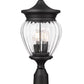 Z-Lite Davina 5016PHMR-553PM-BK 9" W x 22" H 3-Light Black Aluminum Outdoor Pier Mounted Fixture With Clear Ribbed Glass Shade