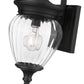 Z-Lite Davina 7" W x 17" H 1-Light Black Aluminum Outdoor Wall Light With Clear Ribbed Glass Shade