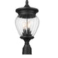 Z-Lite Davina 9" W x 20" H 3-Light Black Aluminum Outdoor Post Mount Fixture With Clear Ribbed Glass Shade