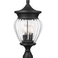 Z-Lite Davina 9" W x 20" H 3-Light Black Aluminum Outdoor Post Mount Fixture With Clear Ribbed Glass Shade