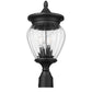 Z-Lite Davina 9" W x 20" H 3-Light Black Aluminum Outdoor Post Mount Fixture With Clear Ribbed Glass Shade