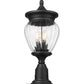 Z-Lite Davina 9" W x 22" H 3-Light Black Aluminum Outdoor Pier Mounted Fixture With Clear Ribbed Glass Shade