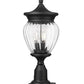Z-Lite Davina 9" W x 22" H 3-Light Black Aluminum Outdoor Pier Mounted Fixture With Clear Ribbed Glass Shade