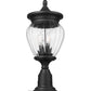Z-Lite Davina 9" W x 22" H 3-Light Black Aluminum Outdoor Pier Mounted Fixture With Clear Ribbed Glass Shade