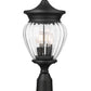 Z-Lite Davina 9" W x 22" H 3-Light Black Aluminum Outdoor Pier Mounted Fixture With Clear Ribbed Glass Shade