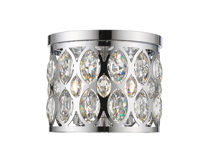 Z-Lite Dealey 12" 3-Light Chrome Flush Mount Lighting With Clear Crystal Shade