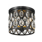 Z-Lite Dealey 12" 3-Light Matte Black Flush Mount Lighting With Matte Black and Clear Crystal Shade