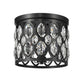 Z-Lite Dealey 12" 3-Light Matte Black Flush Mount Lighting With Matte Black and Clear Crystal Shade