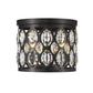 Z-Lite Dealey 12" 3-Light Matte Black Flush Mount Lighting With Matte Black and Clear Crystal Shade