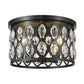 Z-Lite Dealey 15" 4-Light Matte Black Flush Mount Lighting With Matte Black and Clear Crystal Shade