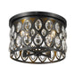 Z-Lite Dealey 15" 4-Light Matte Black Flush Mount Lighting With Matte Black and Clear Crystal Shade