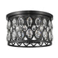 Z-Lite Dealey 15" 4-Light Matte Black Flush Mount Lighting With Matte Black and Clear Crystal Shade