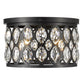 Z-Lite Dealey 15" 4-Light Matte Black Flush Mount Lighting With Matte Black and Clear Crystal Shade