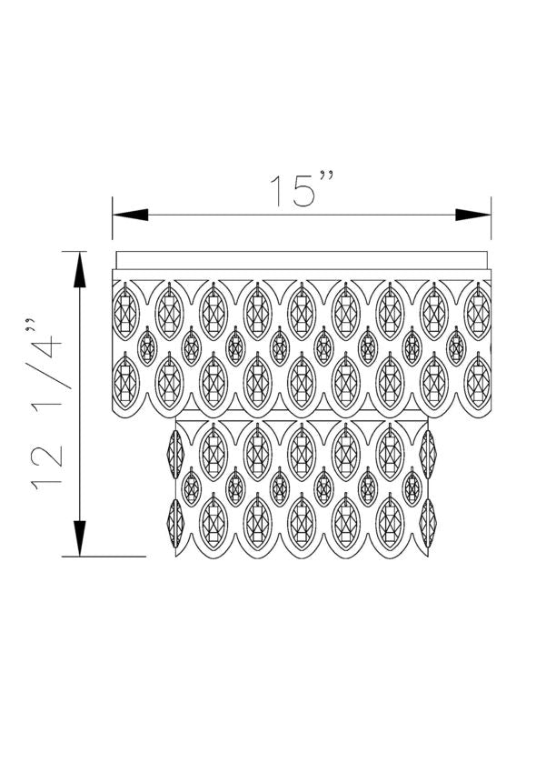 Z-Lite Dealey 15" 5-Light Heirloom Brass Flush Mount Lighting With Steel and Crystal Shade