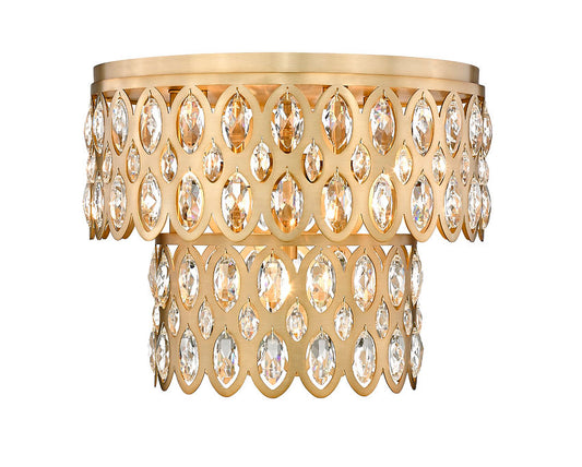 Z-Lite Dealey 15" 5-Light Heirloom Brass Flush Mount Lighting With Steel and Crystal Shade