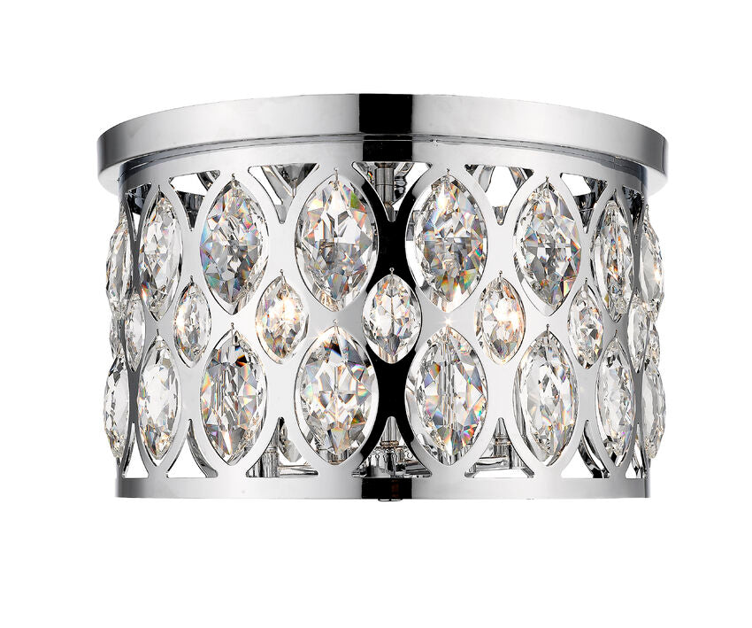 Z-Lite Dealey 16" 4-Light Chrome Flush Mount Lighting With Clear Crystal Shade