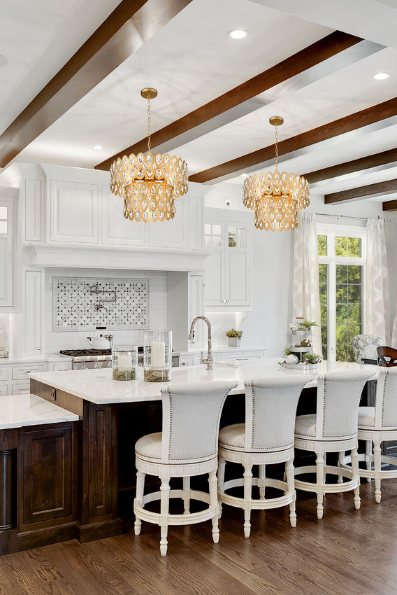 Z-Lite Dealey 16" 5-Light Heirloom Brass Pendant Light With Steel and Crystal Shade
