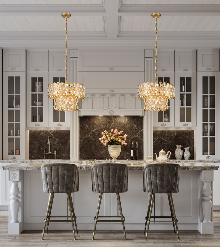 Z-Lite Dealey 16" 5-Light Heirloom Brass Pendant Light With Steel and Crystal Shade