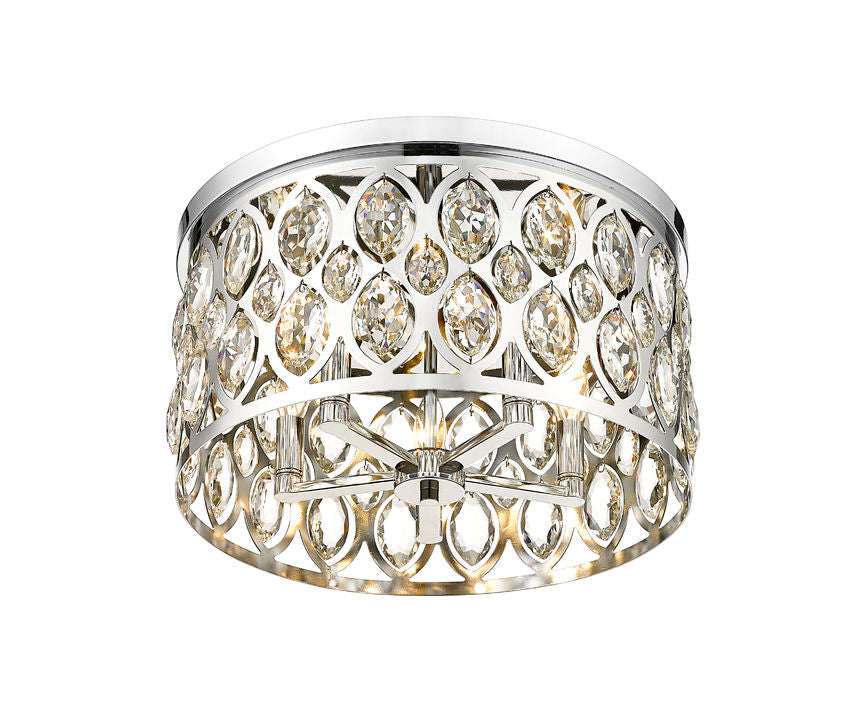 Z-Lite Dealey 18" 5-Light Chrome Flush Mount Lighting With Clear Crystal Shade