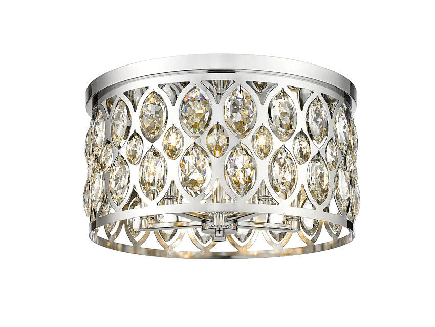 Z-Lite Dealey 18" 5-Light Chrome Flush Mount Lighting With Clear Crystal Shade