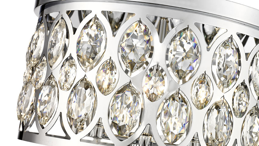 Z-Lite Dealey 18" 5-Light Chrome Flush Mount Lighting With Clear Crystal Shade