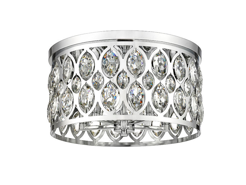 Z-Lite Dealey 18" 5-Light Chrome Flush Mount Lighting With Clear Crystal Shade