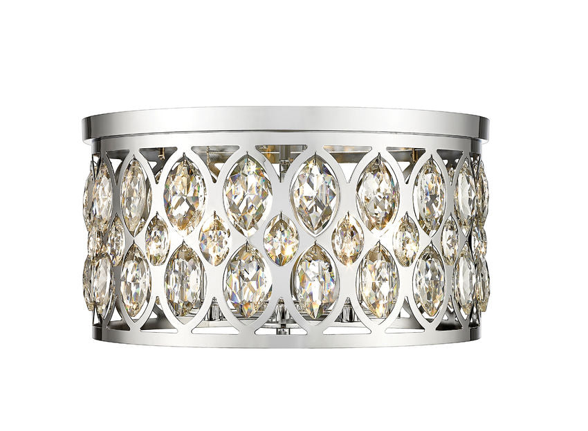 Z-Lite Dealey 18" 5-Light Chrome Flush Mount Lighting With Clear Crystal Shade