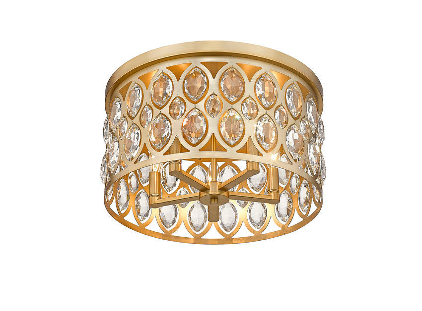 Z-Lite Dealey 18" 5-Light Heirloom Brass Flush Mount Lighting With Clear Crystal Shade
