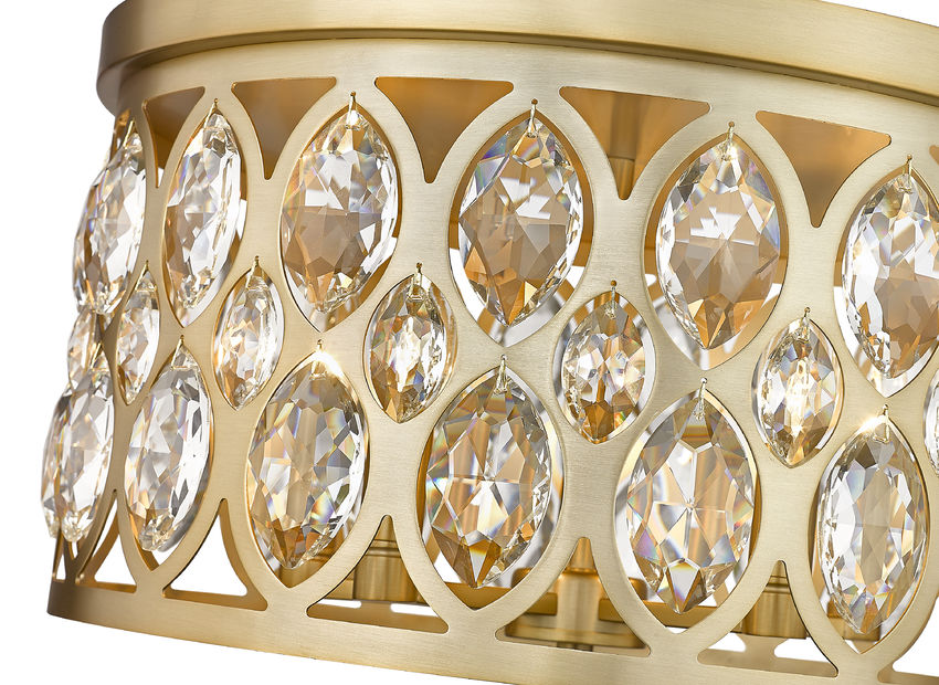 Z-Lite Dealey 18" 5-Light Heirloom Brass Flush Mount Lighting With Clear Crystal Shade