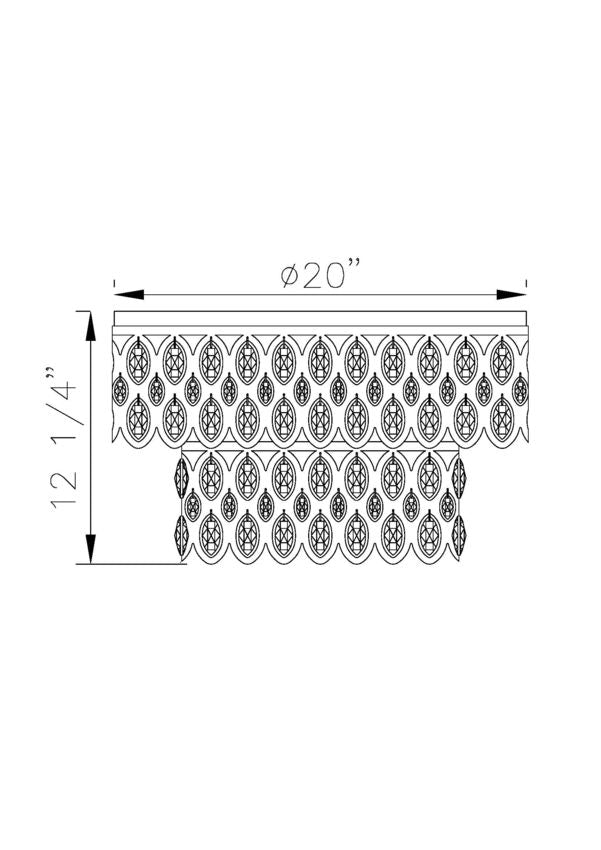 Z-Lite Dealey 20" 9-Light Heirloom Brass Flush Mount Lighting With Steel and Crystal Shade