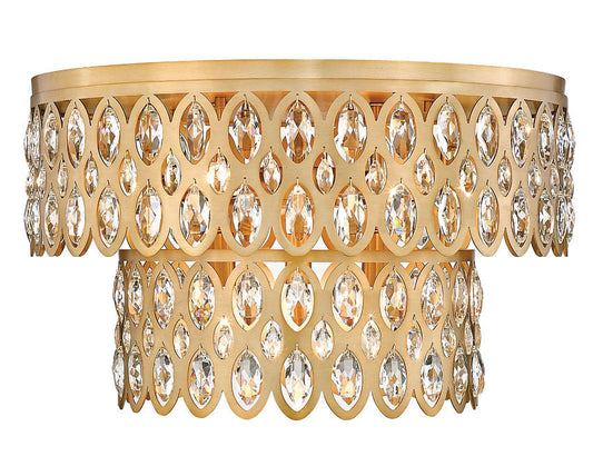 Z-Lite Dealey 20" 9-Light Heirloom Brass Flush Mount Lighting With Steel and Crystal Shade