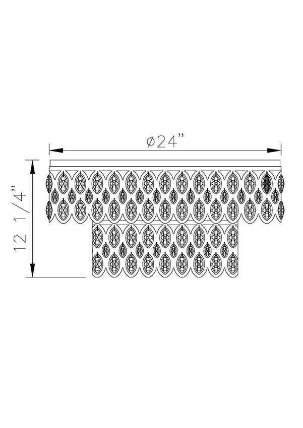 Z-Lite Dealey 24" 12-Light Heirloom Brass Flush Mount Lighting With Steel and Crystal Shade