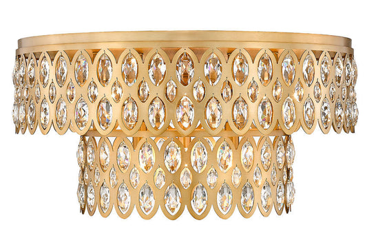 Z-Lite Dealey 24" 12-Light Heirloom Brass Flush Mount Lighting With Steel and Crystal Shade