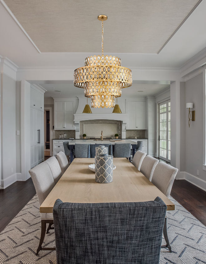 Z-Lite Dealey 26" 13-Light Heirloom Brass Pendant Light With Steel and Crystal Shade