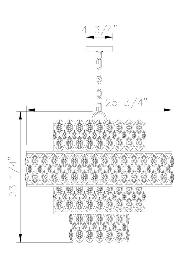 Z-Lite Dealey 26" 13-Light Heirloom Brass Pendant Light With Steel and Crystal Shade