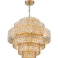 Z-Lite Dealey 33" 17-Light Heirloom Brass Pendant Light With Steel and Crystal Shade