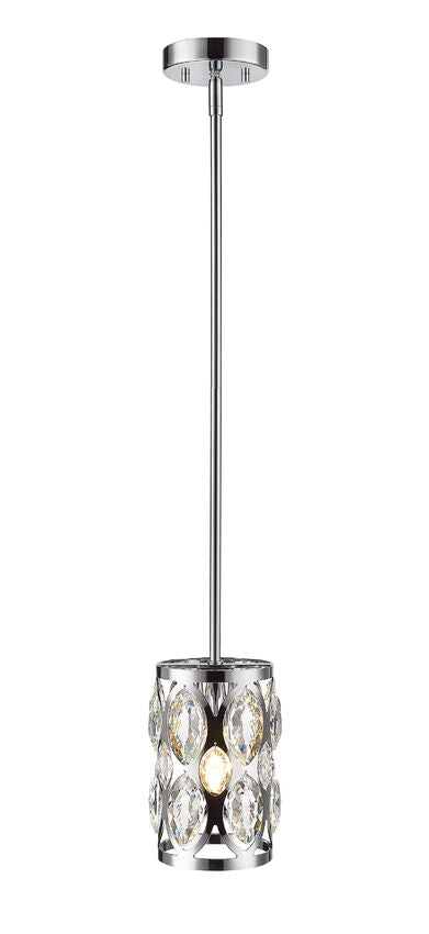 Z-Lite Dealey 7" 1-Light Chrome Mini Pendant Light With Clear Crystal Shade