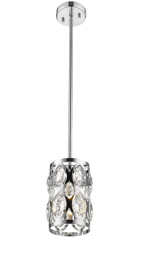 Z-Lite Dealey 7" 1-Light Chrome Mini Pendant Light With Clear Crystal Shade
