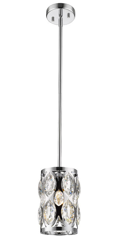 Z-Lite Dealey 7" 1-Light Chrome Mini Pendant Light With Clear Crystal Shade