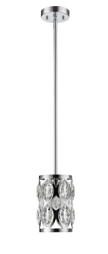 Z-Lite Dealey 7" 1-Light Chrome Mini Pendant Light With Clear Crystal Shade