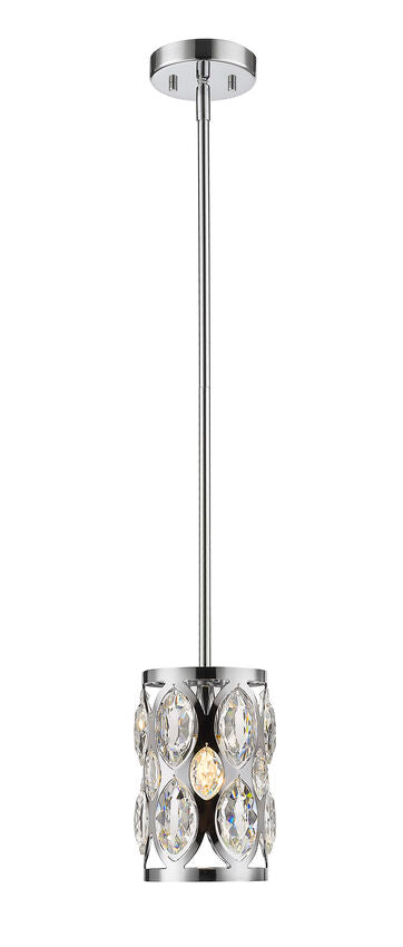 Z-Lite Dealey 7" 1-Light Chrome Mini Pendant Light With Clear Crystal Shade