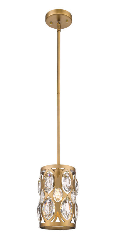 Z-Lite Dealey 7" 1-Light Heirloom Brass Mini Pendant Light With Clear Crystal Shade