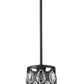 Z-Lite Dealey 7" 1-Light Matte Black Mini Pendant Light With Matte Black and Clear Crystal Shade