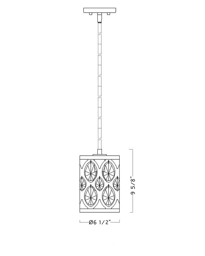 Z-Lite Dealey 7" 1-Light Matte Black Mini Pendant Light With Matte Black and Clear Crystal Shade