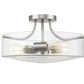 Z-Lite Delaney 15" 3-Light Brushed Nickel Semi Flush Mount With Clear Glass Shade