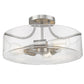 Z-Lite Delaney 15" 3-Light Brushed Nickel Semi Flush Mount With Clear Glass Shade