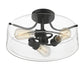 Z-Lite Delaney 15" 3-Light Matte Black Semi Flush Mount With Clear Glass Shade